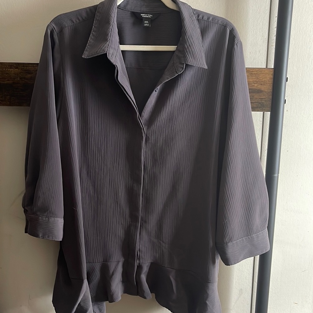 Simply Vera by VERA WANG woman blouse flare asymmetric 3/4 sleeves Size XXL